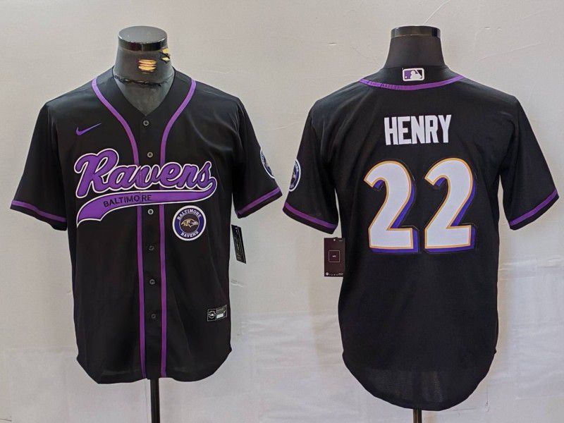 Men Baltimore Ravens 22 Henry Black Joint Name 2024 Nike Limited NFL Jersey style 3